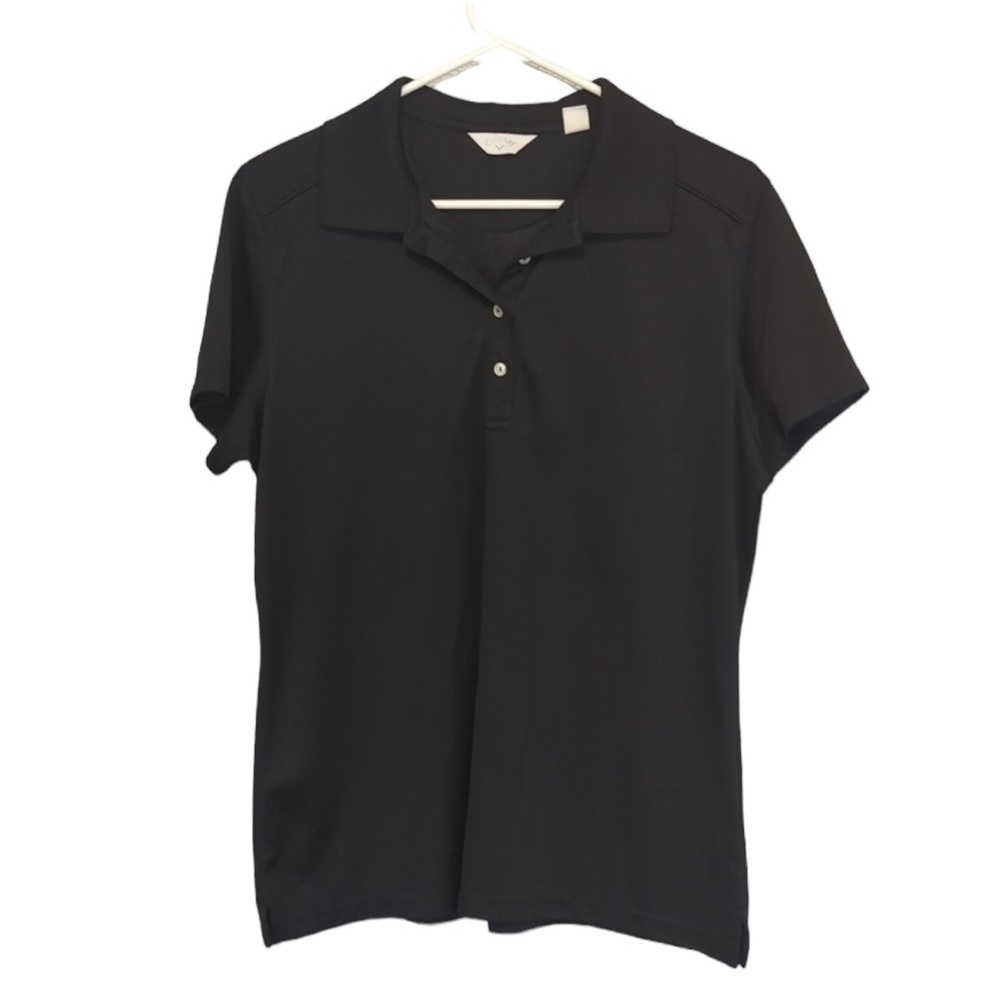 Callaway Golf Polo Quarter Button Short Sleeve in Black With Back Logo XL